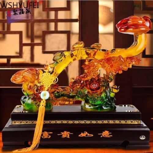 Lucky Ruyi Resin Tree Statue Chinese Fenghsui Home Decor Opening Gifts Porch Ornament Living Room Decorations Birthday Present