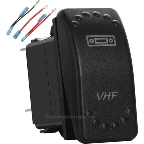 VHF White Led Rocker Switch 3P SPST ON/OFF 12v/24v overload protection+Jumper Wires Set Car Boat Trucks Waterproof
