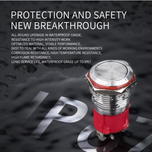 WD16mm without lamp momentary latching waterproof IP67 black metal button switch