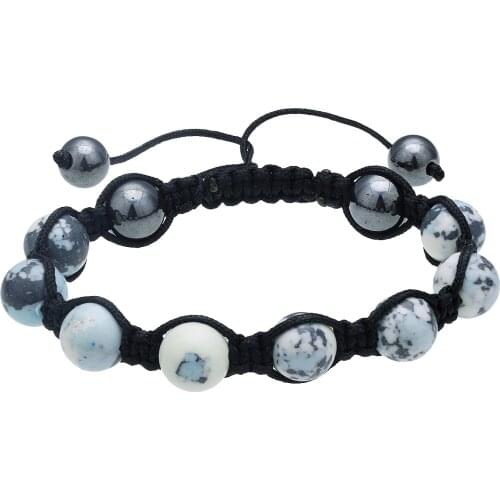 Reiki Healing Unakite Howlite Turquoise Hematite Stone Beads Braided Adjustable Bracelet For Men Women Jewelry Gift