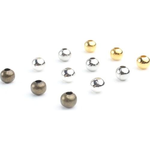 3 4 6mm Metal Smooth Ball Bead 500/200/100pcs Gold/Silver Color Round Seed Spacer Loose Beads For Jewelry Making DIY Accessories