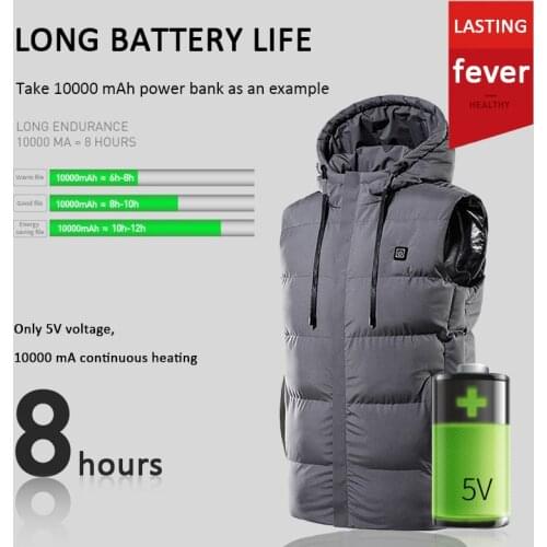 Electric Heated Hooded Vest 7 zone heating Waterproof Usb Charging Heating Warm Vest Control Temperature Outdoor