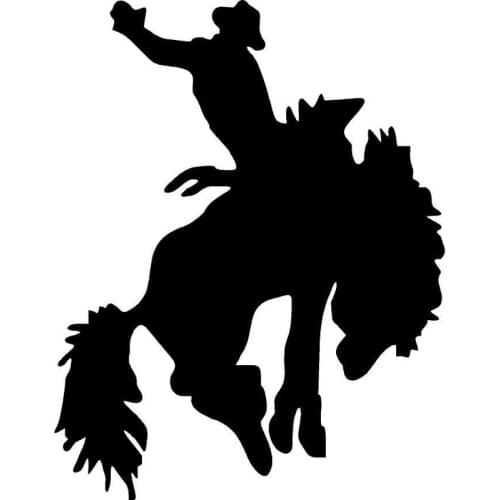 11.2cm*14.3cm Rodeo Bronco Rider Vinyl Car Stickers Horse Car Styling Cool Sports Decals Black/Silver S6-2766