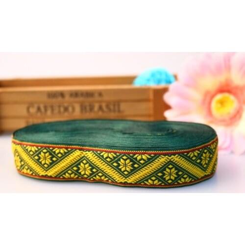 15yards/lot wide 2.7cm Woven Jacquard Ribbon classical design green for curtain and clothing accessory LS-0851
