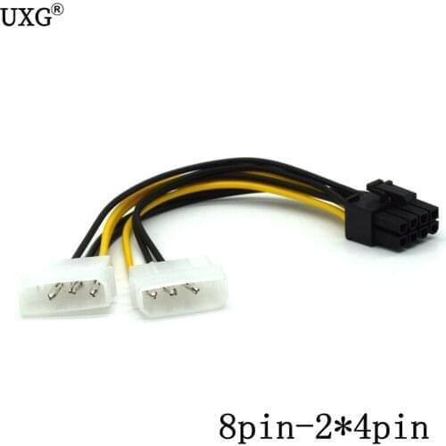 18cm Dual 4Pin to 8Pin(6+2) graphics card power line dual 4PIN to 8PIN graphics cable supply dual D port graphics adapter cord