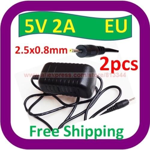 2 pcs Free Shipping 5V EU Plug AC Adapter Cable Charger for Coby Kyros 7" Tablet MID7016 MID7012 MID7033