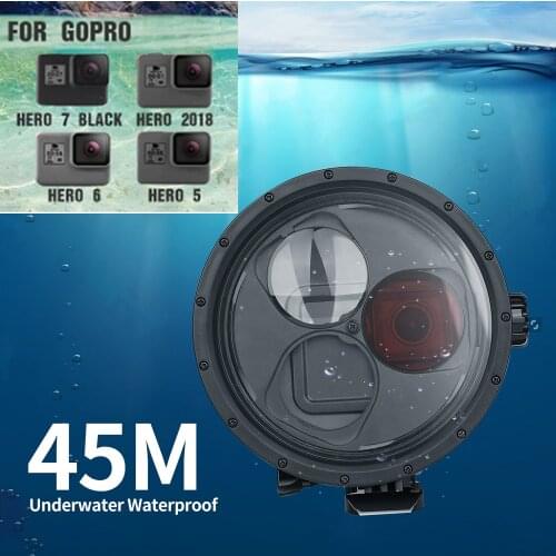 2020 New 45M Underwater Waterproof Case With Lens Adjust (10X Magnifier Lens and Red Filter Lens ) for GoPro Hero 7 Black 6 5