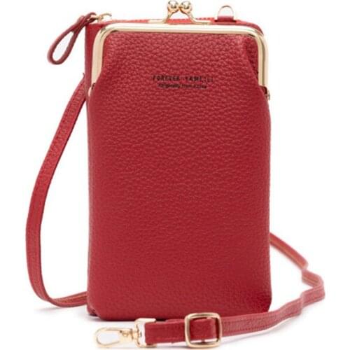 2021 New Womens Fashion Mini Shoulder Bag Yellow Pink Blue PU Leather Purse 6.5'' Mobile Phone Bag Small Crossbody Card Holder