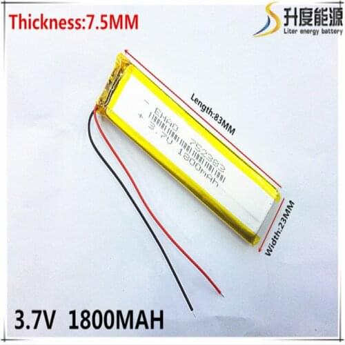 3.7V,1800mAH,[752383] Polymer lithium ion / Li-ion battery for TOY,POWER BANK,GPS,mp3,mp4,cell phone,speaker