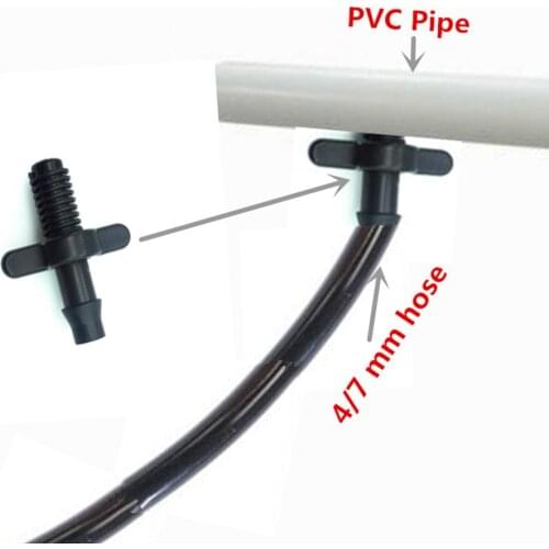 50pcs Barb And Garden 4/7mm Splitter Adapter Connector Irrigation Hoses Pvc Fittings 6mm Thread Cooling Plant Watering Wholesale