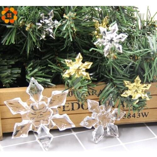 6PCS DIY Transparent/Gold/Silver Acrylic Snowflakes Christmas Crafts Pendants Ornaments Xmas Tree Hangings Kids Gift Decorations