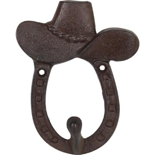 Antique Rust Iron Finish Circle with Hat Shaped Metal Wall Hook