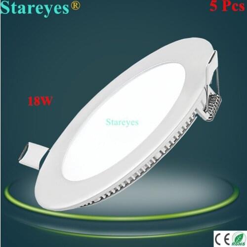 Free shipping 5 pcs round LED Panel Lights 18W AC85-265V 225mm 1600 lumen smd 2835 lamp bulb led ceiling light lighting