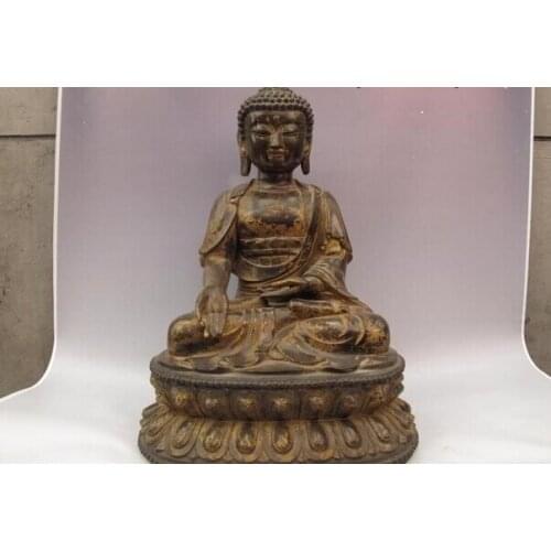 Fast shipping USPS to USA S0830 Tibet Buddhism Classical Bronze Copper Sakyamuni Rulai Buddha statue