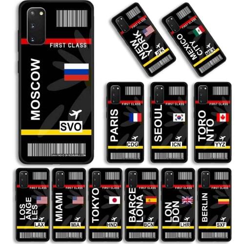 Phone Case for Samsung Galaxy S20 FE S21 Ultra 5G S8 S9 S10 S20 Plus S10e TPU Coque Black Cover Exclusive Label Air Tickets