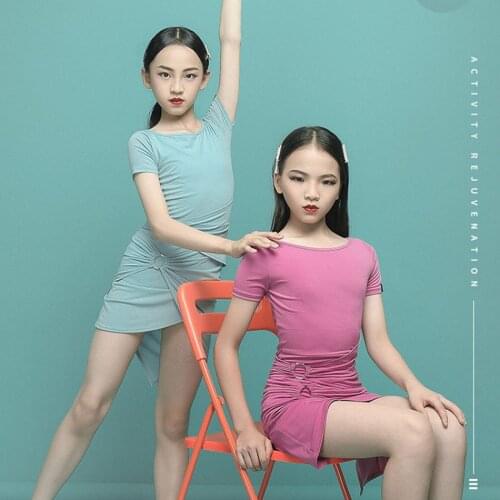 2021 G3526 Wrinkle Design Kids Latin Dance Dress Girl Modern Dancing Performance Dress Belly Dancing Costume