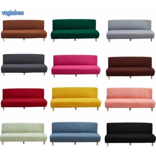 Elastic Solid Color Sofa Bed Cover Stretch Armless Sofa Bedspreads All-inclusive Folding Modern Seat Slipcovers Without Armrests