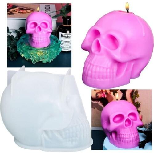 Halloween 3D Skull Handmade DIY Scented Candle Essential Oil Bath Bomb Soap Silicone Mold For Craft Resin Decorating Tool