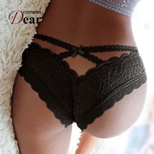 Comeondear Sexy Panties Women High Waist Lace Thongs Black Hollow Out Floral Women Underwear Big Size 5XL Lace Briefs PB5172P