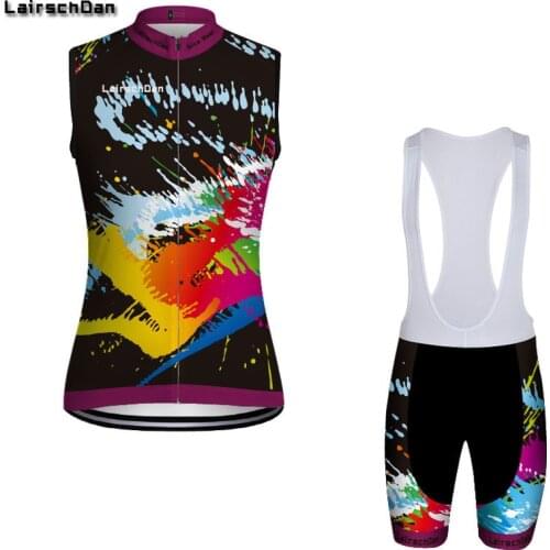 LairschDan Ladys Summer Sleeveless Cycling Jersey Shirt Women Bicycle Riding Vest Wear Maillot Ciclismo Mtb Bike Gilet Cycle Set