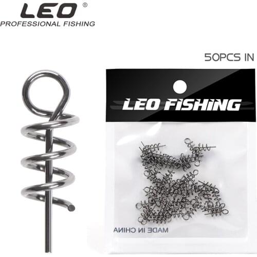 LEO 50 or100pcs/Lot Spring Lock Pin Crank Hook Fishing Connector Stainless Steel Swivels&Snap Soft Bait Accessories Pesca Tackle