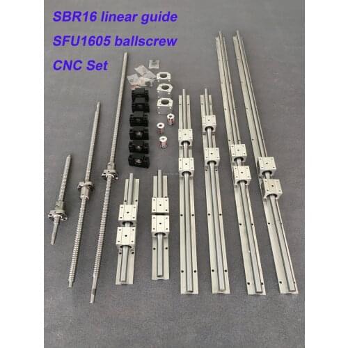 SBR 16 linear guide rail 6 set SBR16 - 400/600/1000mm 3 set ballscrew SFU1605 - 450/650/1050mm + BK/BF12 CNC parts