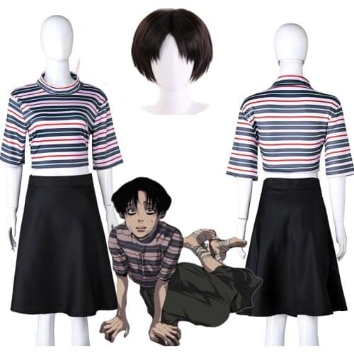 Manga Killing Stalking Yoonbum Yoon Bum Cosplay Costume Wig Girls Casual T-Shirt+Skirt Halloween Carnival Uniforms full set