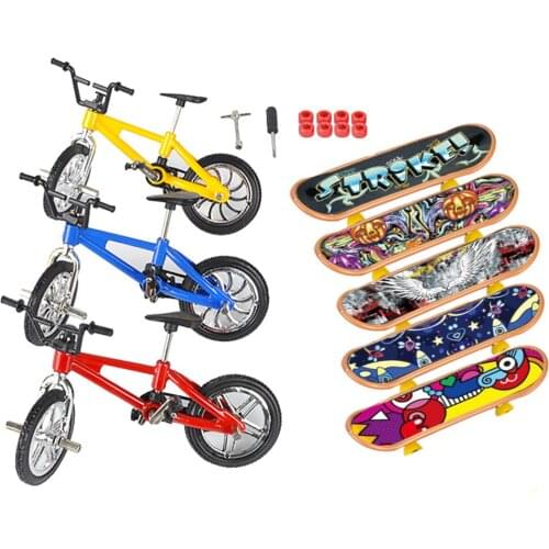 Mini Finger Skateboards And Bikes Set Finger Toys Fingerboards With Replacement Wheels Tools For Children
