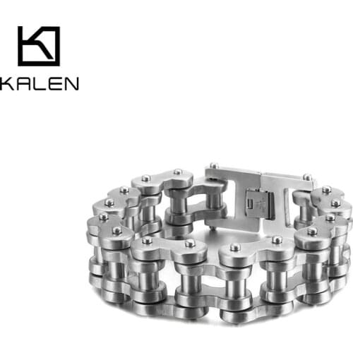 KALEN Punk 316 Stainless Steel Bike Chain Bracelets Men Hip Hop Heavy Chunky Bicycle Chain Armbanden Manly Biker Jewellry