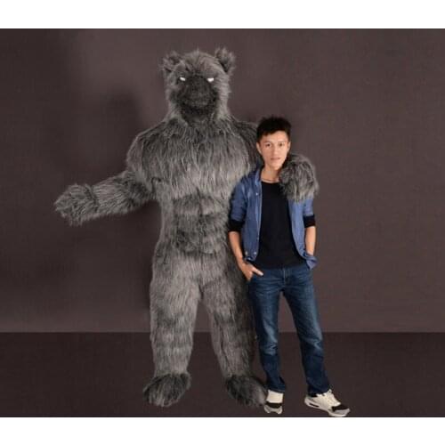 2.2m Inflatable Long Fur Wolf Mascot Costume Fursuit Cosplay Party Game Dress Outfits Advertising Carnival Halloween Xmas Adults