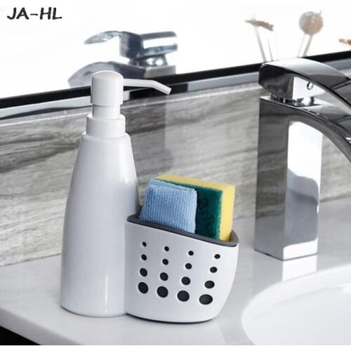 New 2 In-1 Dispenser Storage Box Liquid Detergent Sponge Drainboard Soap Holder Kitchen Liquid Detergent Storage Box 1pcs