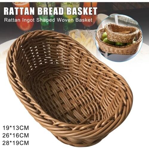 Oval Curved Rattan Wicker Woven Serving Baskets for Bread Fruit Vegetables Restaurant Serving Tabletop Display Baskets SCIE999