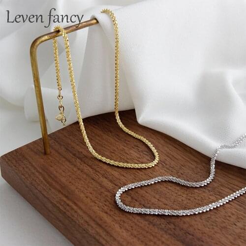 925 Sterling Silver Short Twist Chain Necklace Gypsophila Flower Chain Necklaces Women Girls Choker Jewelry Gift