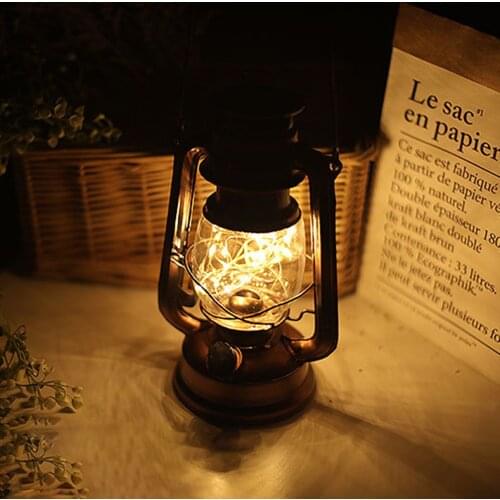 Retro Kerosene Lamp Vintage Oil Lamp Burning Lantern Outdoor Camping Light Hanging Nightlights Christmas Home Decoration