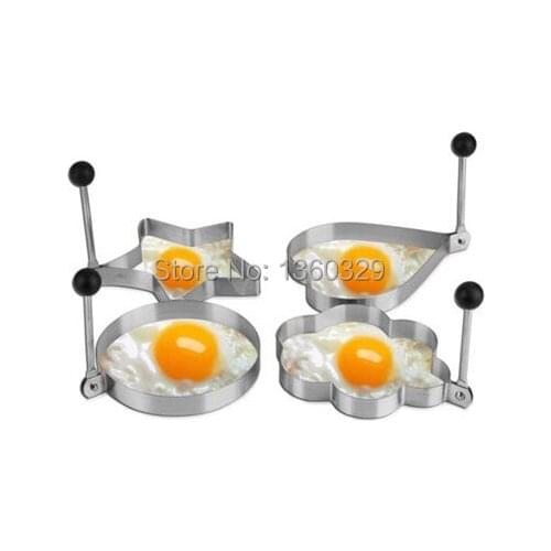 Christmas Gift Cook Fried Egg Pancake Stainless Steel Eggs Moulds 4pcs Shaper Mould Mold Kitchen Tool Rings Free Shipping