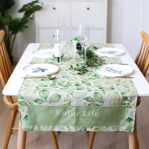Rectangle tablecloth polyester tropical rainforest table cloth Japan style placemat for dining table with pocket mad 60x160cm