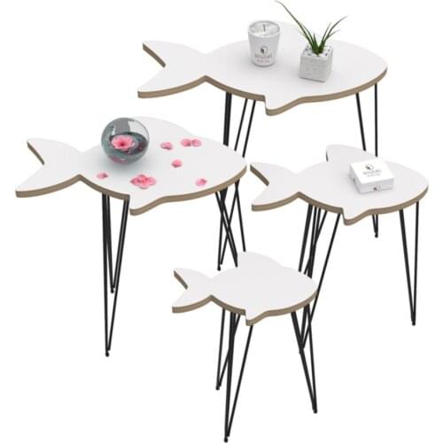 Modern White Larose Zigon Coffee table 4'lü coffe table