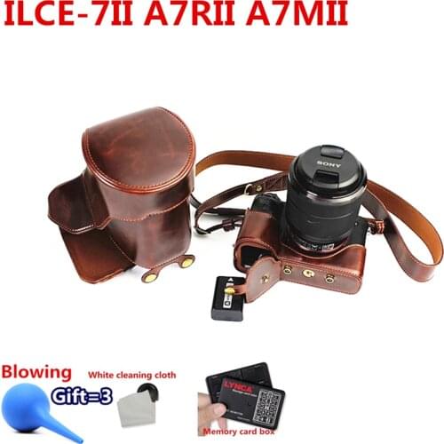 High-grade Retro Vintage PU Leather Camera Case Bag For sony ILCE-7II A7RII A7MII 24-70MM With Bottom Battery Opening