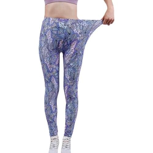 YSDNCHI High Waist Push Up Leggings Running Long Pants Running Yuga Leaves Print Leggins Women Spandex Workout Mujer