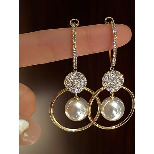 2021 New Fashion Korean Imitation Pearl Drop Earrings for Women Butterfly Owl Zircon Oversized Earring Wedding Party Jewelry