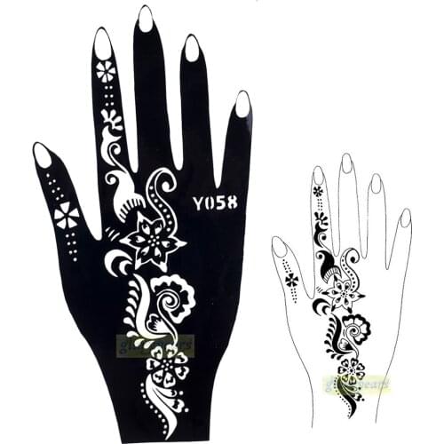 1pc Hot High Quality Black Henna Airbrush Temporary Tattoo Stencil Beauty & Health For Women Hand Body Art Painting Design Y058