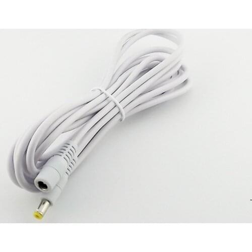 1pcs DC Power CCTV 5.5mm x 2.1mm Female To Male Plug Adapter Extension Cable White 1m/1.5m3m/5m