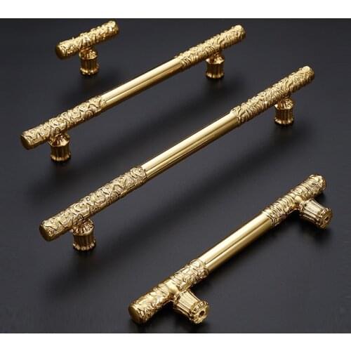 1Pcs Bright gold cabinet handle Zinc alloy solid single/double hole handle for Wardrobe Door/Cabinet/Shoebox Furniture Knob