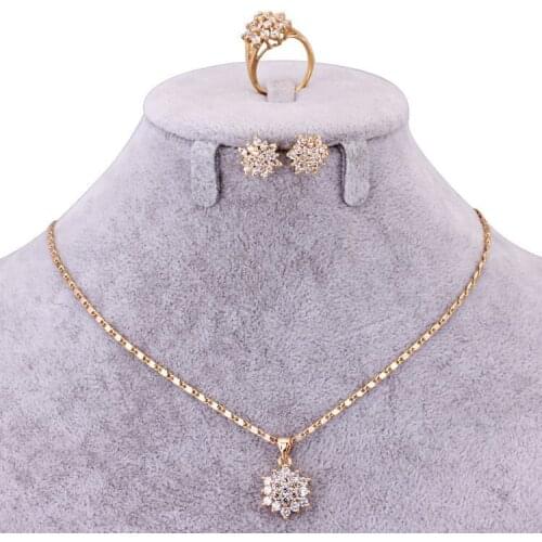 10Set/Lot Wholesale African Costume Jewelry Set Women Gold Necklace Pendant Earrings Ring Bijoux Femme Wedding Jewellery S0278