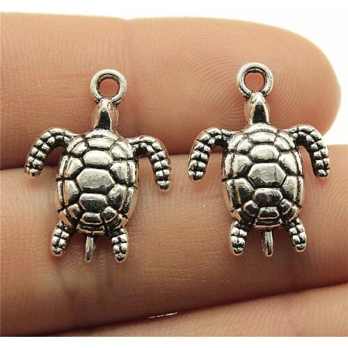 10pcs 23x17mm 2 Colors Antique Silver Color Antique Bronze Pendant Turtle Pendants Tortoise Charm Turtle