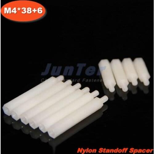100pcs/lot Nylon Standoff Spacer M4 Male x M4 Female -38mm