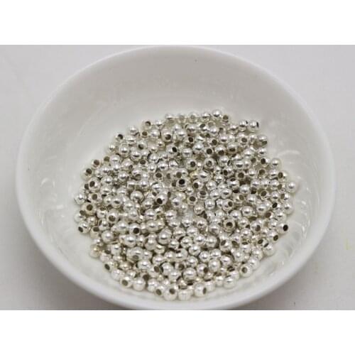 1000 Silver Colour Plated Metal Small Round Beads 3.2mm Smooth Ball Spacer Jewelry