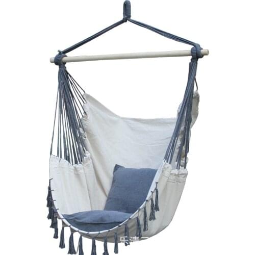 100 X 130 CM Nordic style Home Garden Hanging Hammock Chair Outdoor Indoor Dormitory Swing Hanging Chair with Wooden Rod
