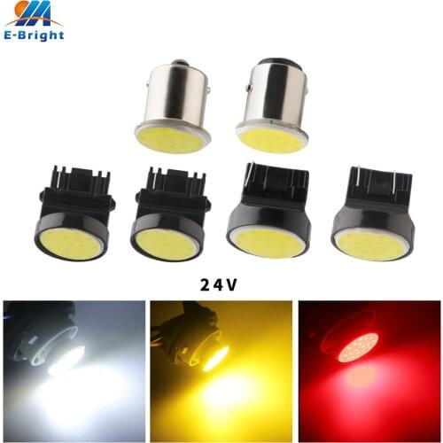 DC 24V 2pcs COB 18 SMD S25 P21W 1156 1157 BAY15D P21/5W 3156 3157 T20 T25 7440 7443 Turn Signal Brake Car Light White Red Amber