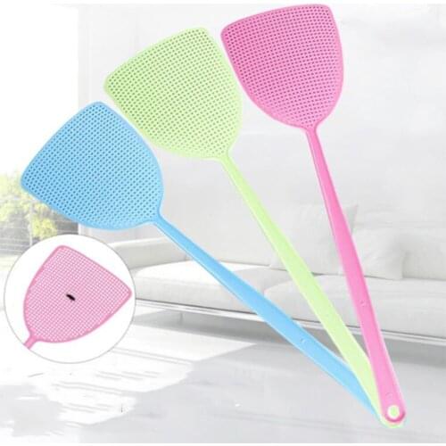 3Pcs Fly Swatter Pest Control Manual Plastic Durable Long Handle Solid Color Home Fly Swatter Mosquito Repellent Tools